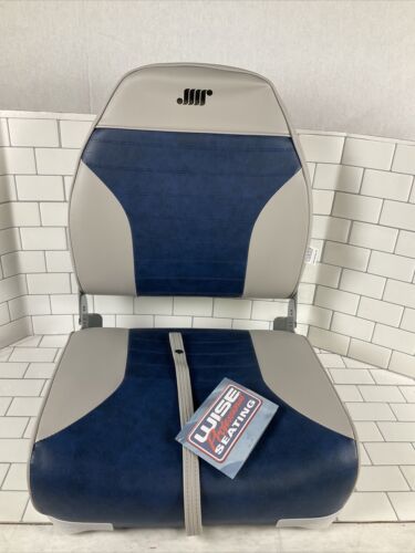 Wise 8WD588PLS-660 Mid-Back Fishing Boat Seat with Logo, (Grey/Navy) (6922767466679)